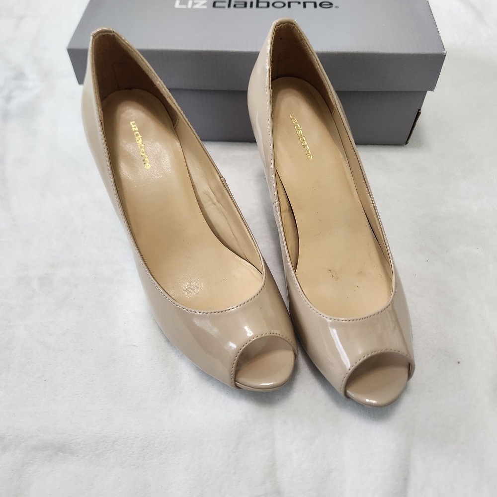 Liz Claiborne Ramona Peep-Toe Nude Pumps High Heels
